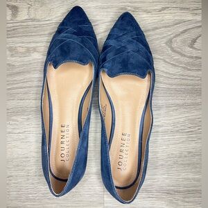 Journee Collection Womens Mindee Blue Loafers Shoes 10 Blue Ballet Suede Flats